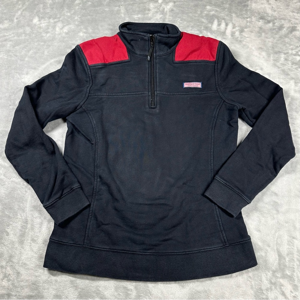 Vineyard Vines Black & Red Shoulder Patch Shep Shirt Small   K007